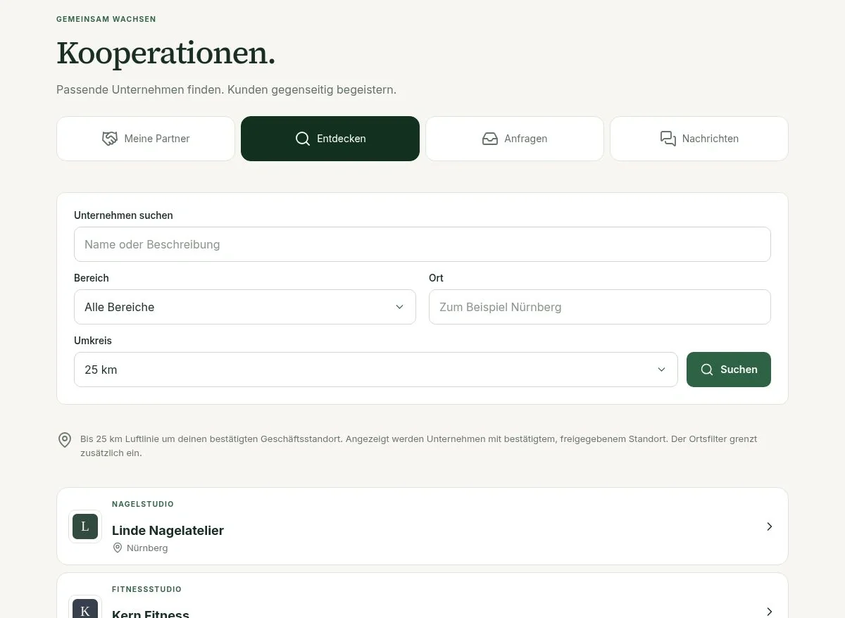 Einblick in die App-Oberfläche – Beispieldaten