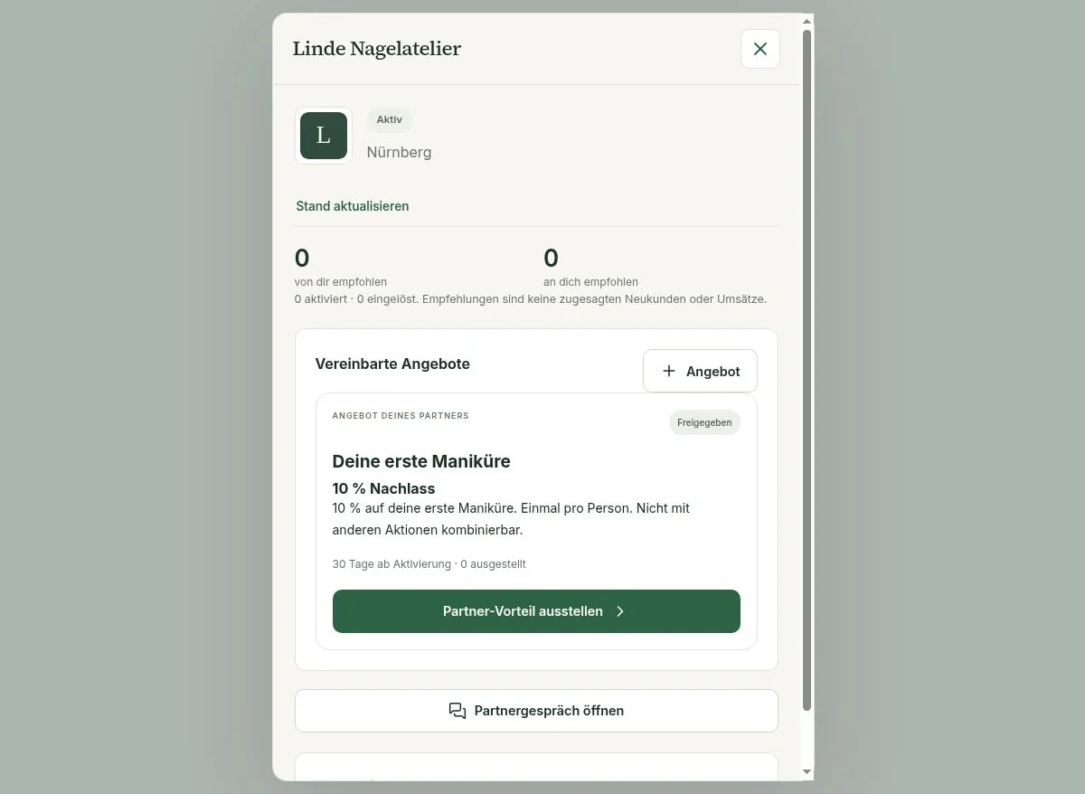 Kooperation ansehen – Beispielansicht